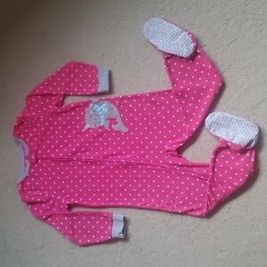 NEW CARTER'S pajamas PJ onesie zipper pink white polkadots unicorn dolphin sz 5T